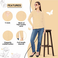 Btag Women Woolen V-Neck Winter Wear Pure Wool Sweater Cardigan | Pack of 1