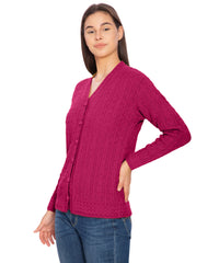 Btag Women Woolen V-Neck Winter Wear Pure Wool Sweater Cardigan | Pack of 1