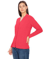 Btag Women Woolen V-Neck Winter Wear Pure Wool Sweater Cardigan | Pack of 1
