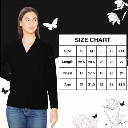 Btag Women Woolen V-Neck Winter Wear Pure Wool Sweater Cardigan | Pack of 1