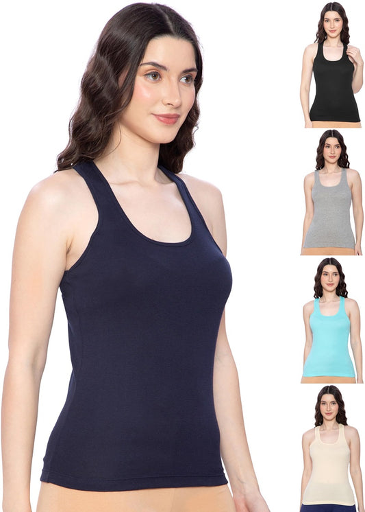 Lux Amore Women's Solid Regular Fit Fashion Vest Pack of 5