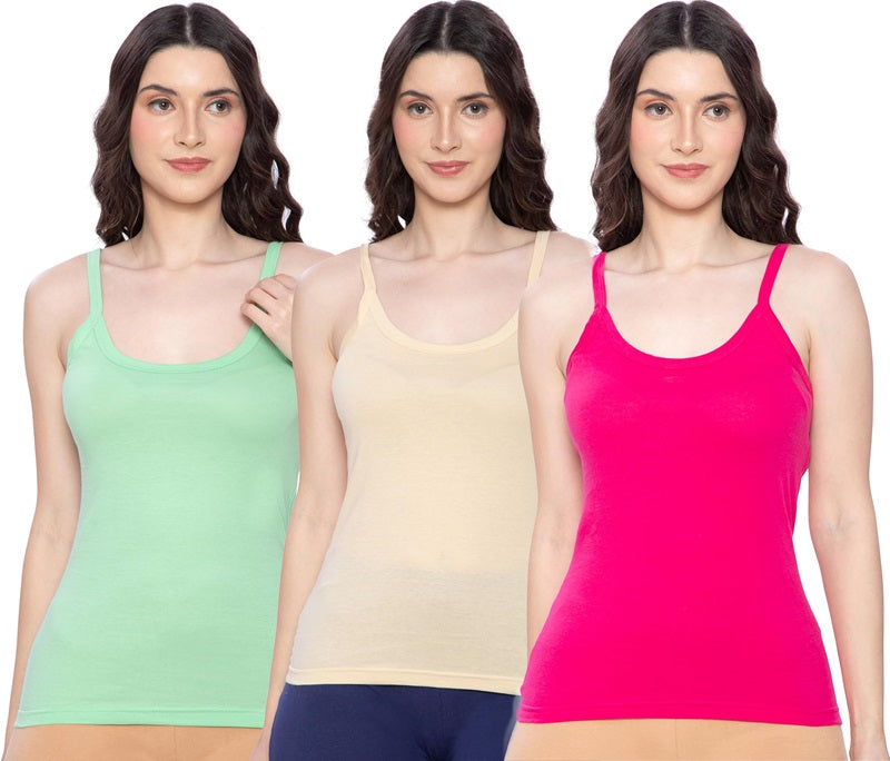 Lux Amore Women Regular Fit Sleeveless Cotton Slip - Pack of 3