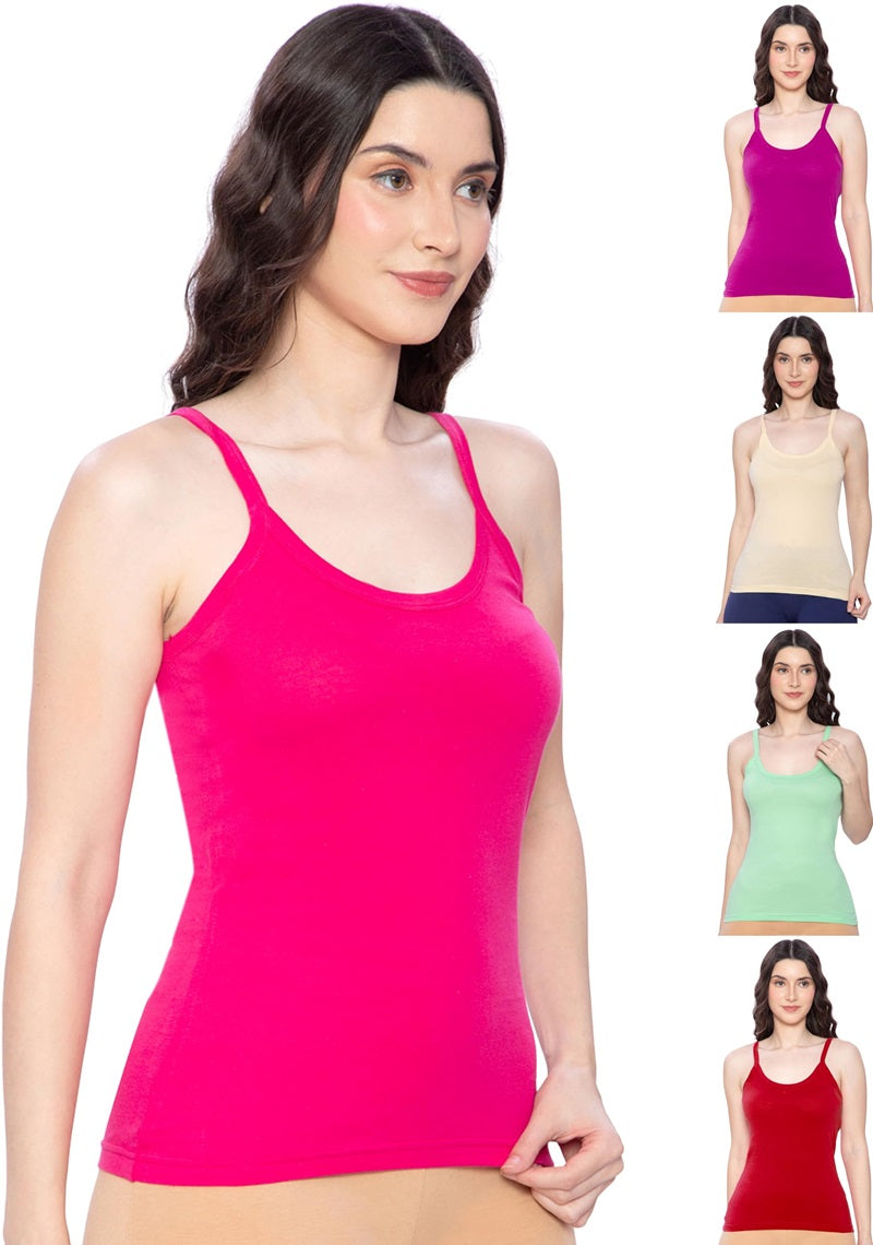 Lux Amore Women Regular Fit Sleeveless Cotton Slip - Pack of 5