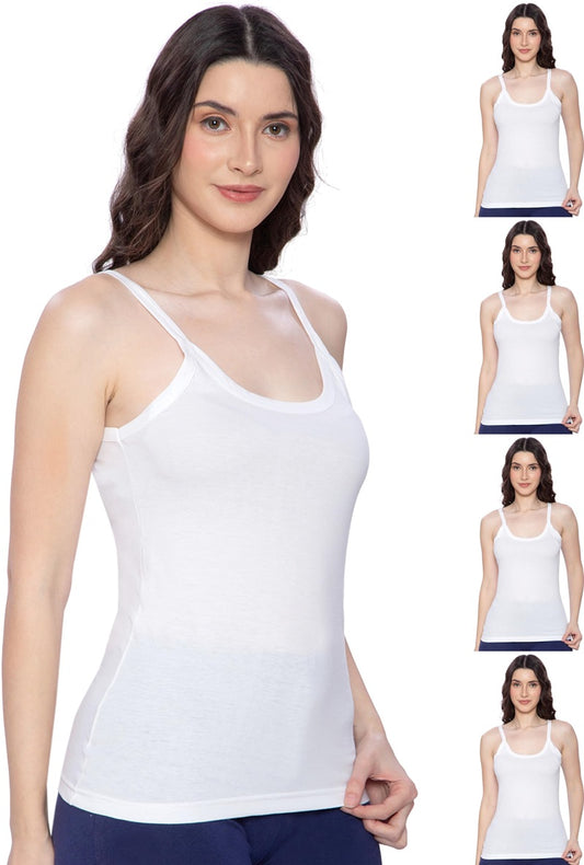 Lux Amore Women Regular Fit Sleeveless Cotton Slip - Pack of 5