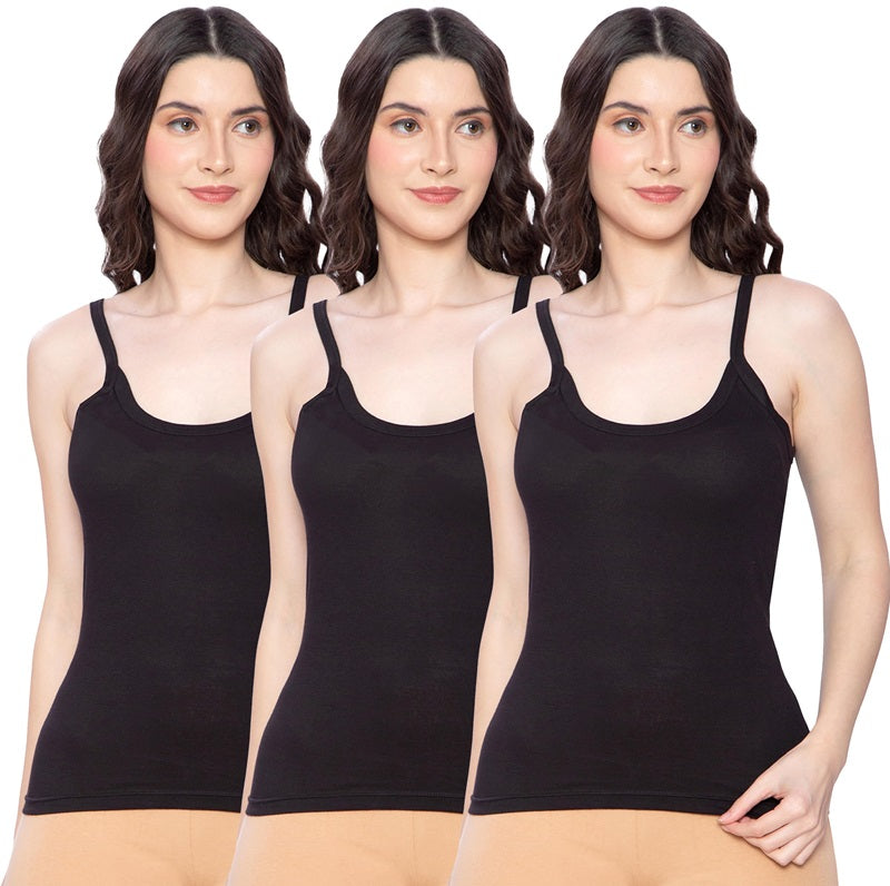 Lux Amore Women Regular Fit Sleeveless Cotton Slip - Pack of 3