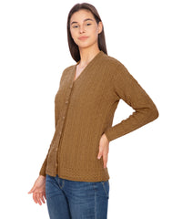 Btag Women Woolen V-Neck Winter Wear Pure Wool Sweater Cardigan | Pack of 1