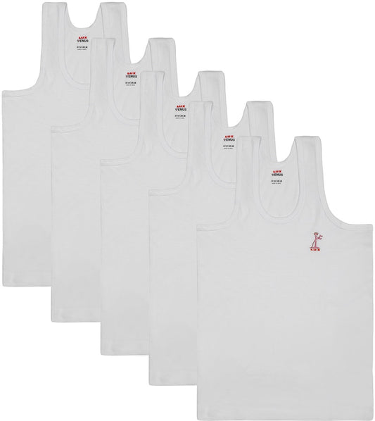 LUX VENUS Kids Round Neck Sleeveless Cotton Vest Pack of 5