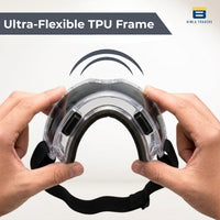 Btag Premium Adult Motocross Dirt Bike Racing, Cycling Goggles – Transparent Lens, Adjustable Strap with Extra Back Padding for Comfort. Pack of 1