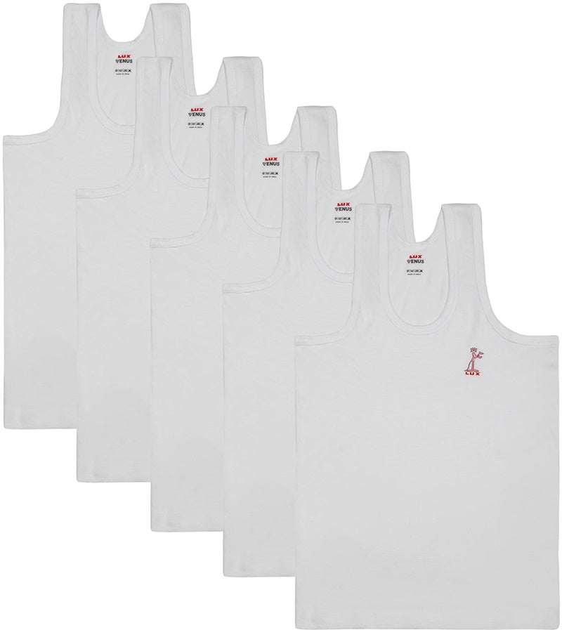 LUX VENUS Kids Round Neck Sleeveless Cotton Vest Pack of 5