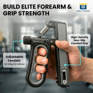 Bimla Traders Hand Gripper with Counter – Adjustable Grip Strengthener, 120 KG Capacity for Forearm, Wrist & Finger Workout Men & Women
