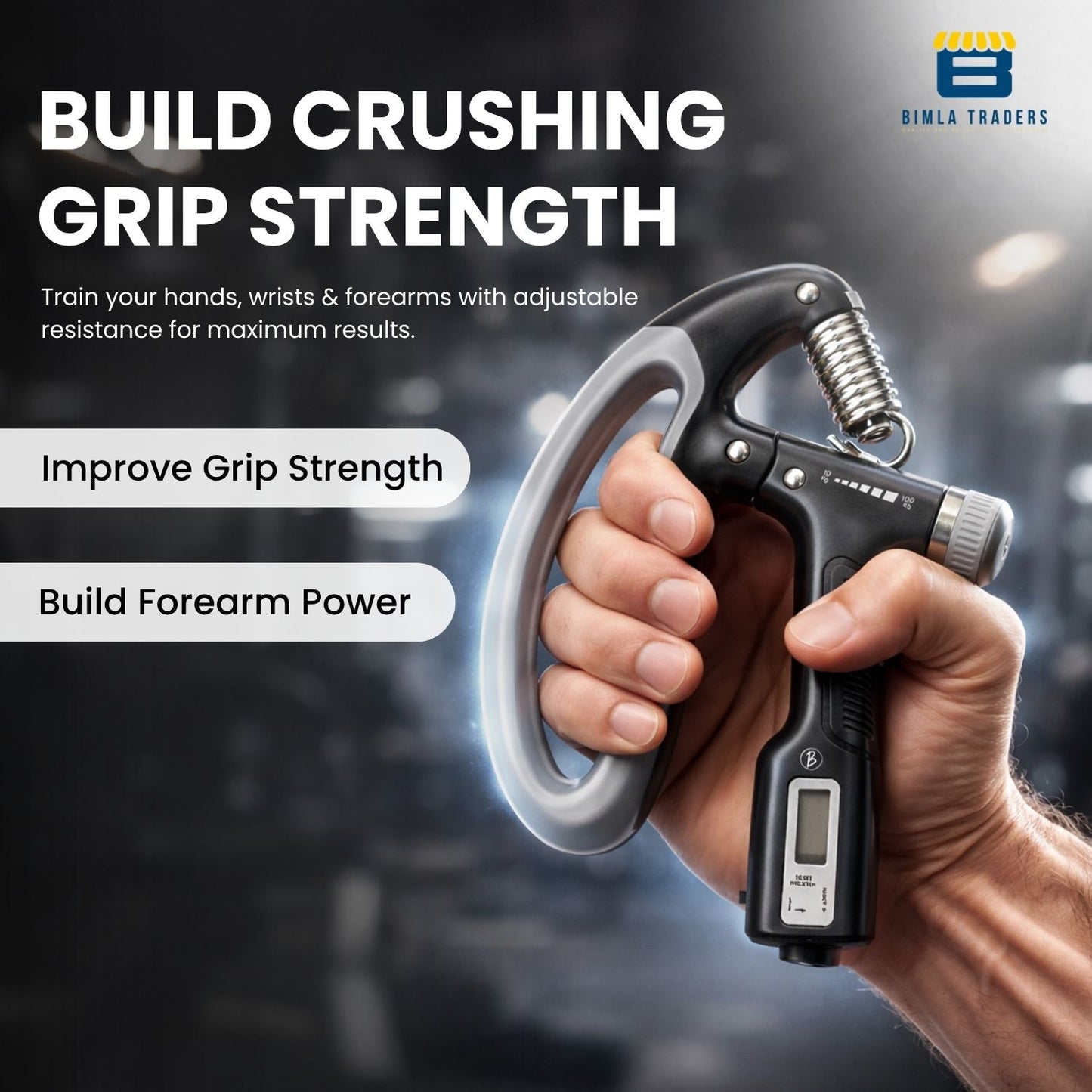 Bimla Traders Hand Gripper with Counter – Adjustable Grip Strengthener, 100 KG Capacity for Forearm, Wrist & Finger Workout Men & Women