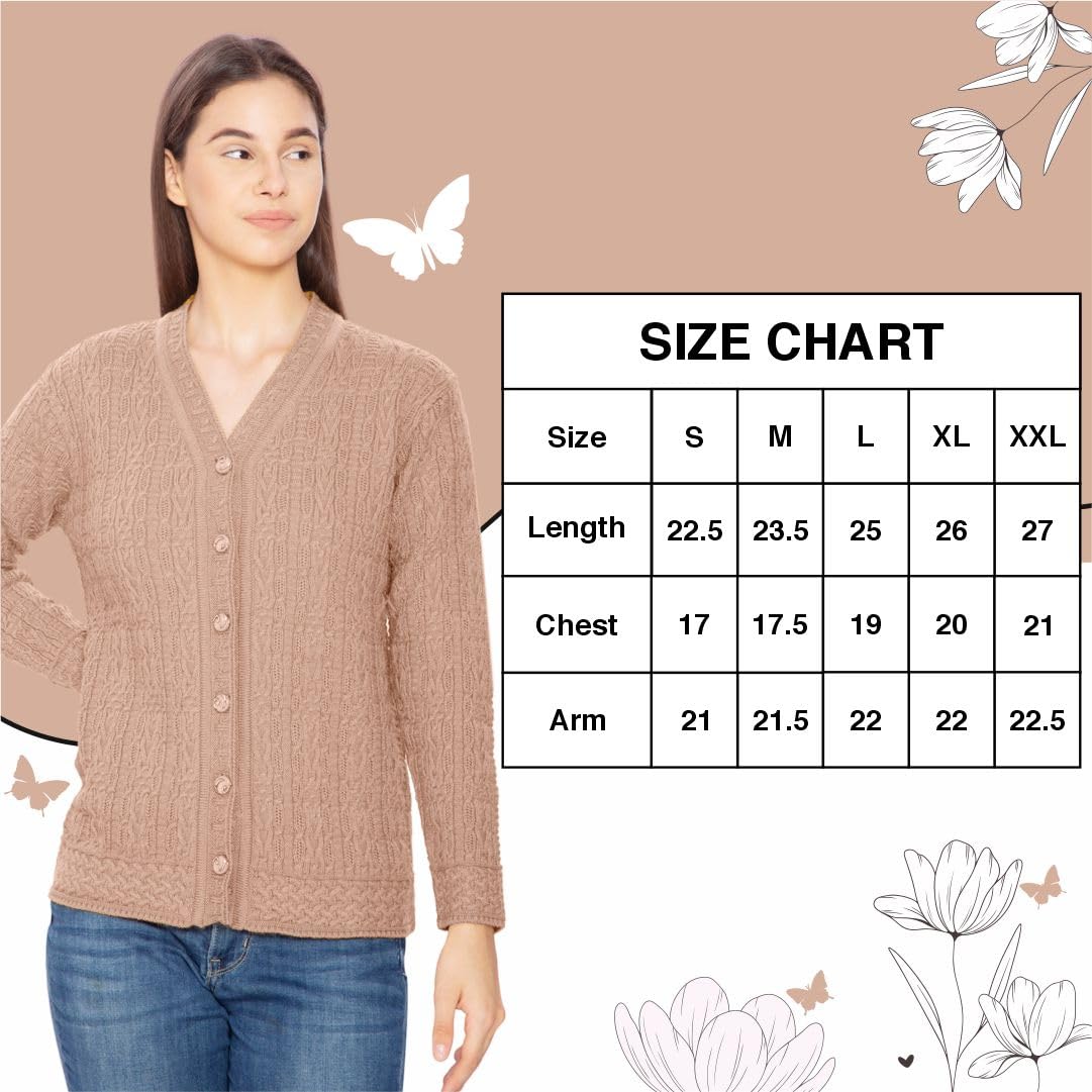 Bimla Traders Women Woolen V-Neck Winter Wear Pure Wool Sweater Cardigan | Pack of 1