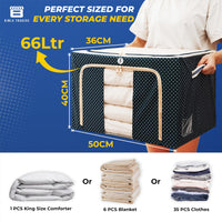 Bimla Traders Clothes, Foldable Clothes Storage Baskets for Wardrobe, Books, Saree, Shirts, Stationery Paper, Document Toy,and Blankets Storage Box with Handles|Assorted | 66 Liter |