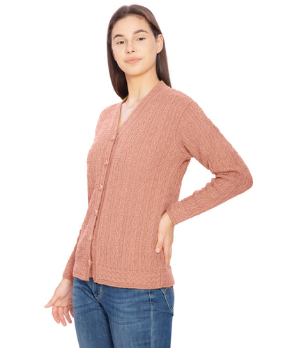 Btag Women Woolen V-Neck Winter Wear Pure Wool Sweater Cardigan | Pack of 1