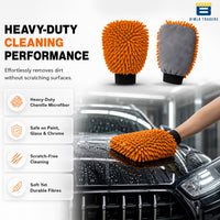 Bimla Traders Microfibre Wash Mitt Cleaning Gloves | Heavy-Duty Quality | Super Absorbent | Extra Large.