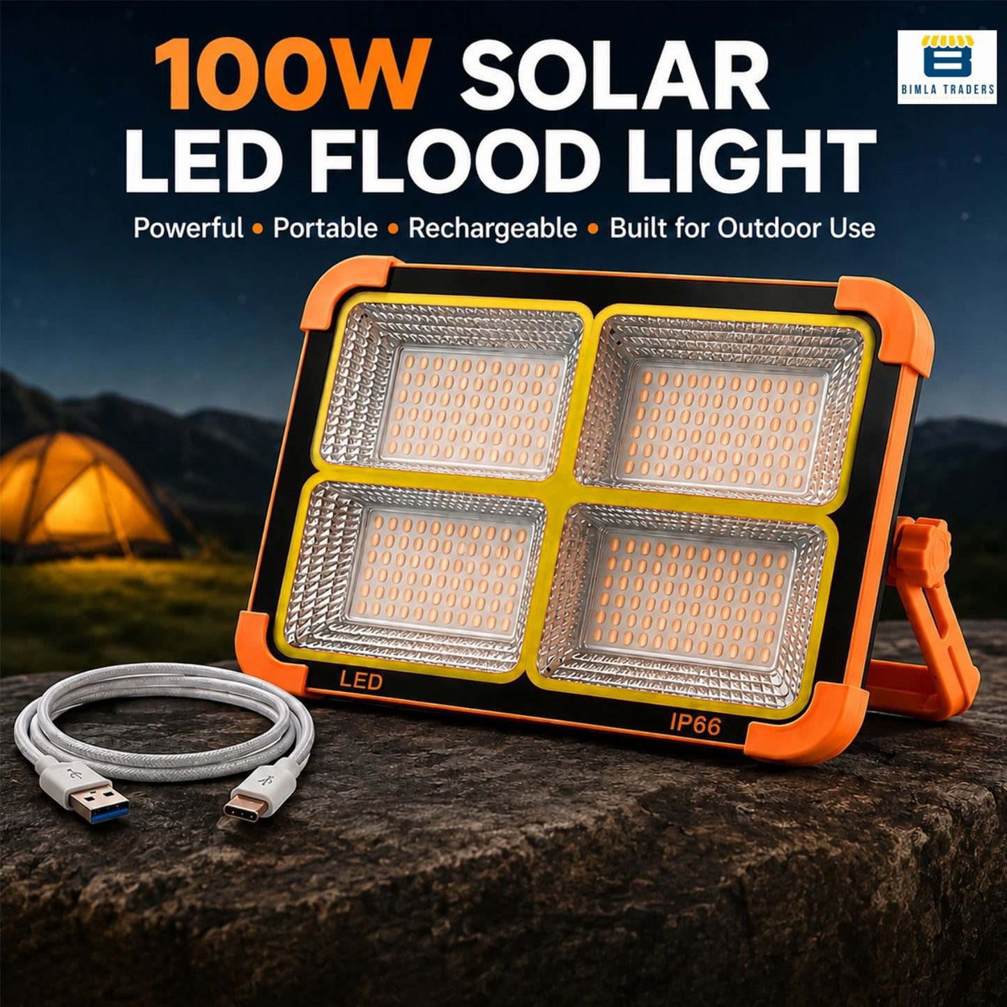 Bimla Traders Rechargeable Solar Emergency Light for Home | Bright, Reliable Power Backup Anytime | Floor Light for Indoor & Outdoor Use