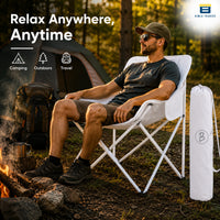 Bimla Traders Foldable Camping Chair with Carry Bag, Portable Outdoor Folding Chair for Camping, Picnic, Garden and Travel, Heavy Duty Metal Frame.