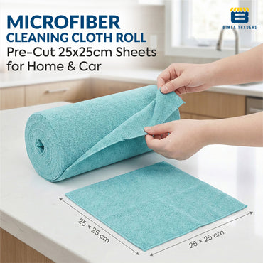 Bimla Traders Microfiber Tear-Away Reusable, Washable, 25x25cm 20 Pieces Cleaning Towels Roll – Premium, Super Absorbent Cloths for Kitchen, Car & Home