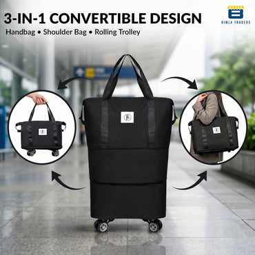Bimla Traders Travel Duffle Bag with Wheels | Expandable & Waterproof Traveling Bag for Unisex (Pack of 1)