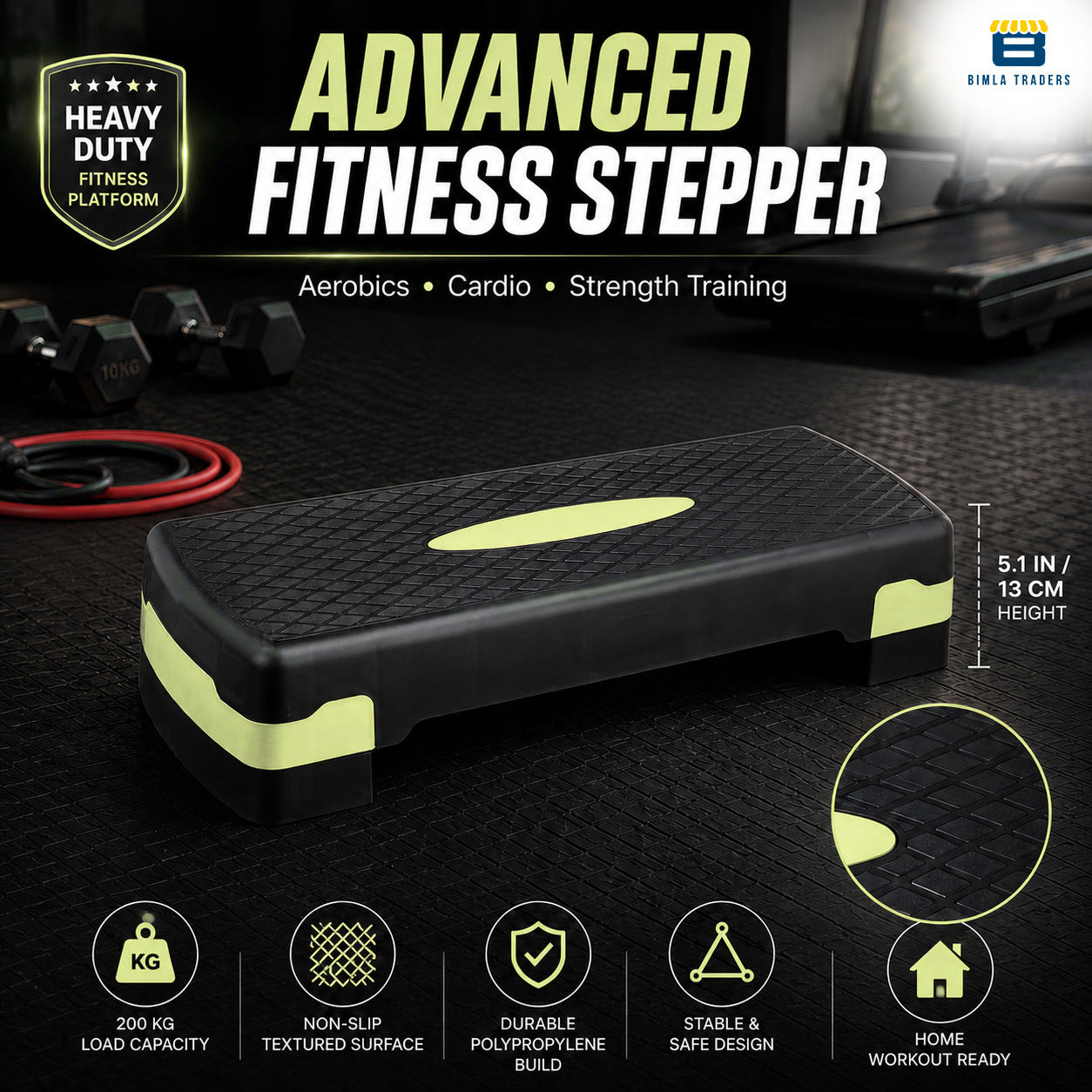 Btag Advanced Fitness Stepper for Aerobics & Cardio Training | Durable Polypropylene Construction | High Load Capacity 200 kg