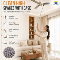 Bimla Traders Feather Duster Bendable & Extendable Fan Cleaning Duster with 100 inches Expandable Pole Handle Washable