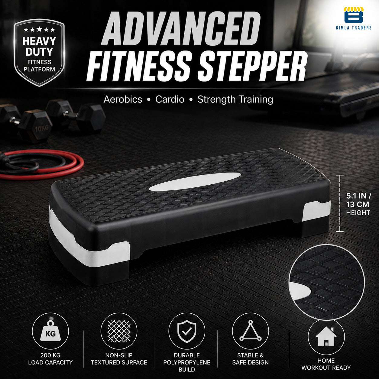 Btag Advanced Fitness Stepper for Aerobics & Cardio Training | Durable Polypropylene Construction | High Load Capacity 200 kg
