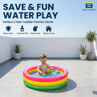 Bimla Traders Premium Inflatable Family Swimming Pool for Kids & Adults | Extra-Large 7 Feet 3-Layer Striped Bath Tub Without Pump, 82x59x23 Inch for Home & Outdoor Use