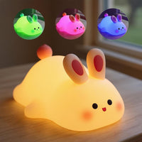 CRAE Kids Cute Little Bunny Night Light | Touch Silicone Animal Night Lamp | Ideal Gift for Boys, Girls, Toddlers, and Nursery (Bunny)