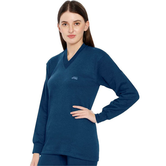 Lux Cottswool Women's Cotton V-Neck Thermal Top