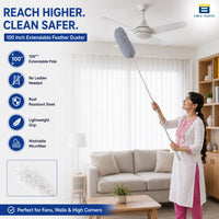 Bimla Traders Feather Duster Bendable & Extendable Fan Cleaning Duster with 100 inches Expandable Pole Handle Washable