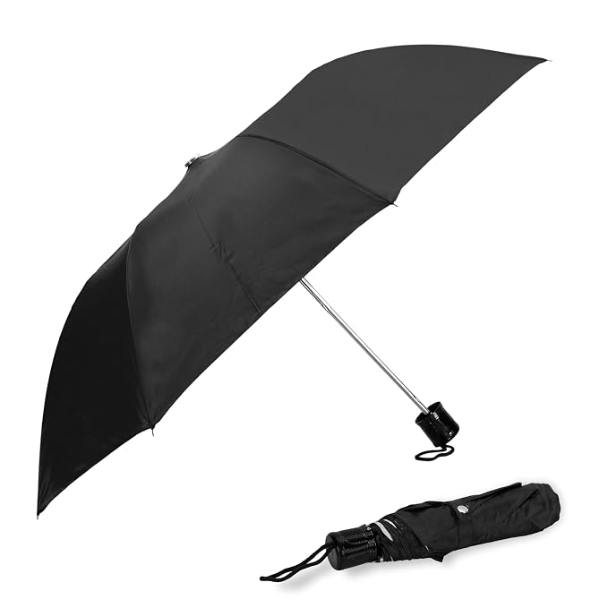 Btag Round Handle 3 Fold Small size Black Portable Umbrella for Men Women & Kids | UV Protection, Waterproof, Rain, Sunlight Protection | Pack of 1