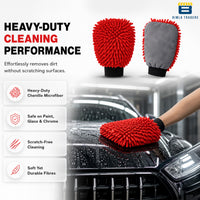 Bimla Traders Microfibre Wash Mitt Cleaning Gloves | Heavy-Duty Quality | Super Absorbent | Extra Large.