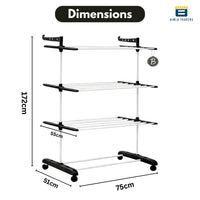 Bimla Traders Heavy-Duty Clothes Drying Stand | Load Capacity 40 kg | Portable with Wheels | Balcony Use | Foldable Wings | Rust-Resistant Alloy Steel