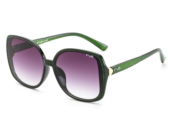 IRUS 100% UV protected sunglasses for Women | Size- Large | Shape- Square | Model- IRS1213C4SG (Green)
