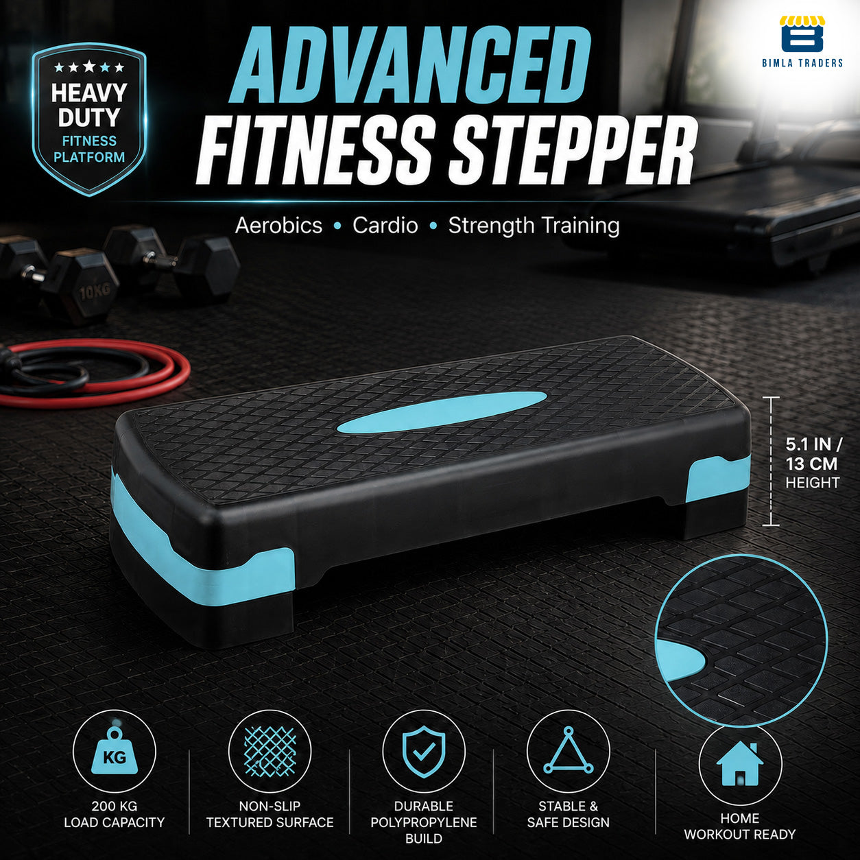 Btag Advanced Fitness Stepper for Aerobics & Cardio Training | Durable Polypropylene Construction | High Load Capacity 200 kg