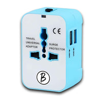 BTfash Universal Travel Adapter All in One Worldwide, Travel Adapter and Wall Charger with USB Ports with Multi Type Power Outlet (2U - USB 1A,100-240) Voltage