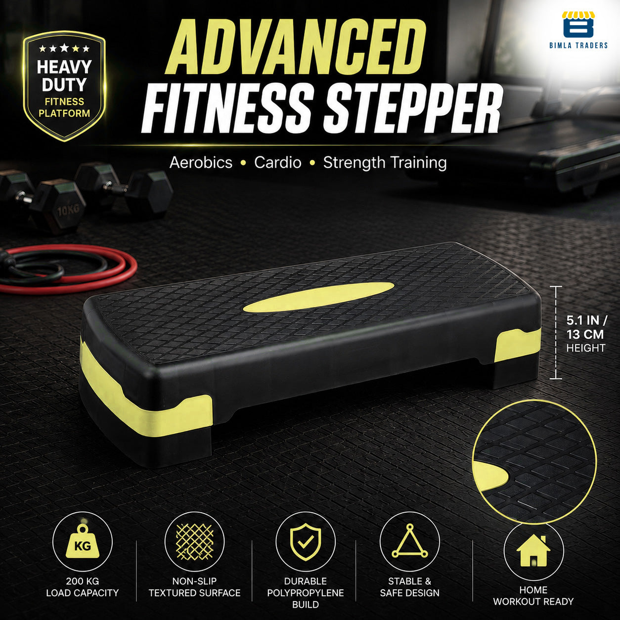 Btag Advanced Fitness Stepper for Aerobics & Cardio Training | Durable Polypropylene Construction | High Load Capacity 200 kg