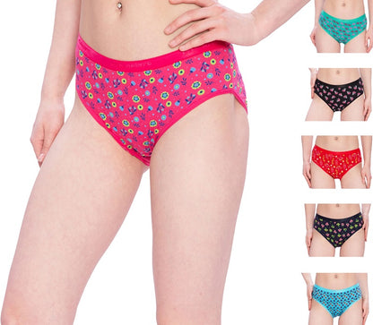 Lux Amore Womens Cotton Stretchable Comfortable Panties Pack of 6 (Print)