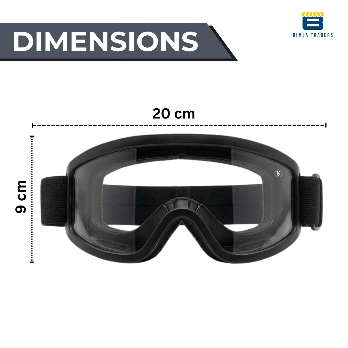 Btag Premium Adult Motocross Dirt Bike Racing, Cycling Goggles – Transparent Lens, Adjustable Strap with Extra Back Padding for Comfort. Pack of 1