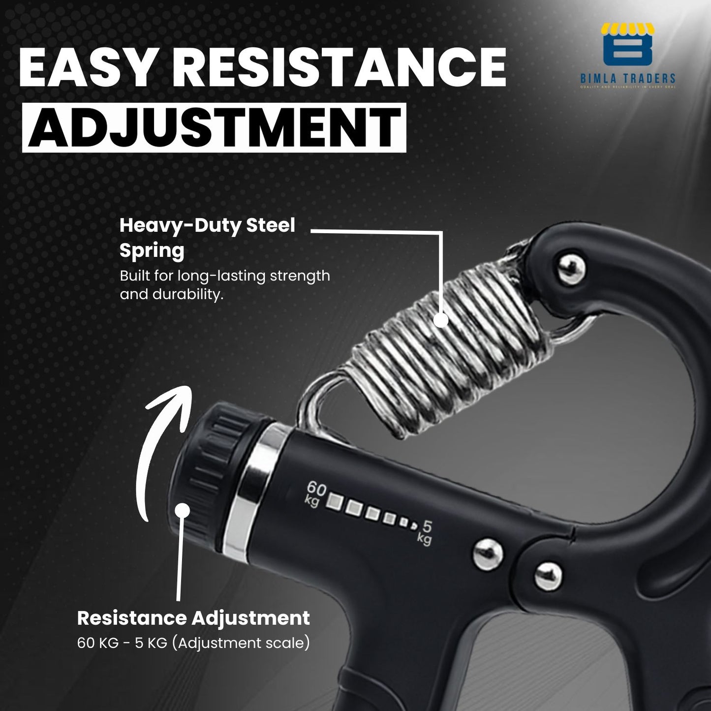 Bimla Traders Advanced Hand Grip Exerciser with Counter – Heavy-Duty 60 KG Forearm & Wrist Strength Trainer