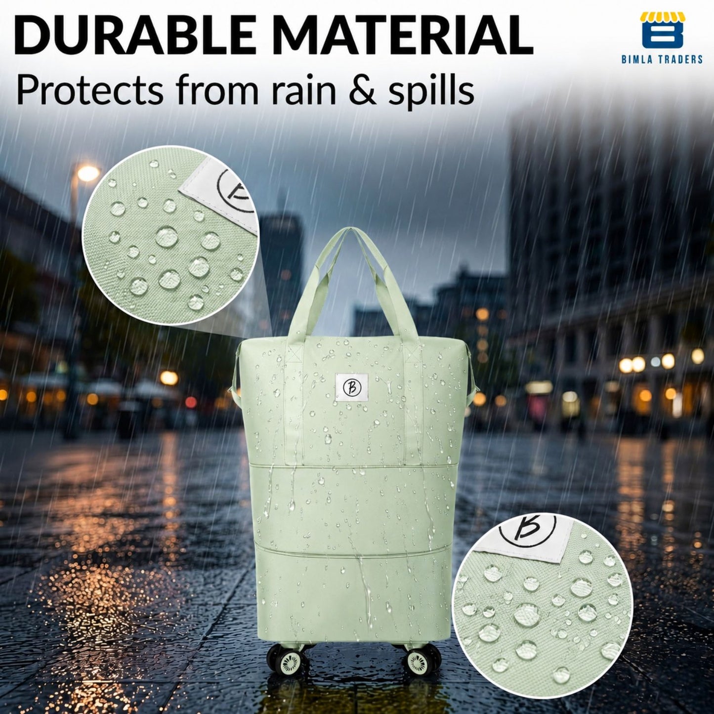 Bimla Traders Travel Duffle Bag with Wheels | Expandable & Waterproof Traveling Bag for Unisex (Pack of 1)