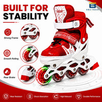 Btag Kids Inline Skates with 4 Wheels | Adjustable Roller Skate Shoes for Boys & Girls | Comfortable & Durable Skating Shoes | 1 Pair