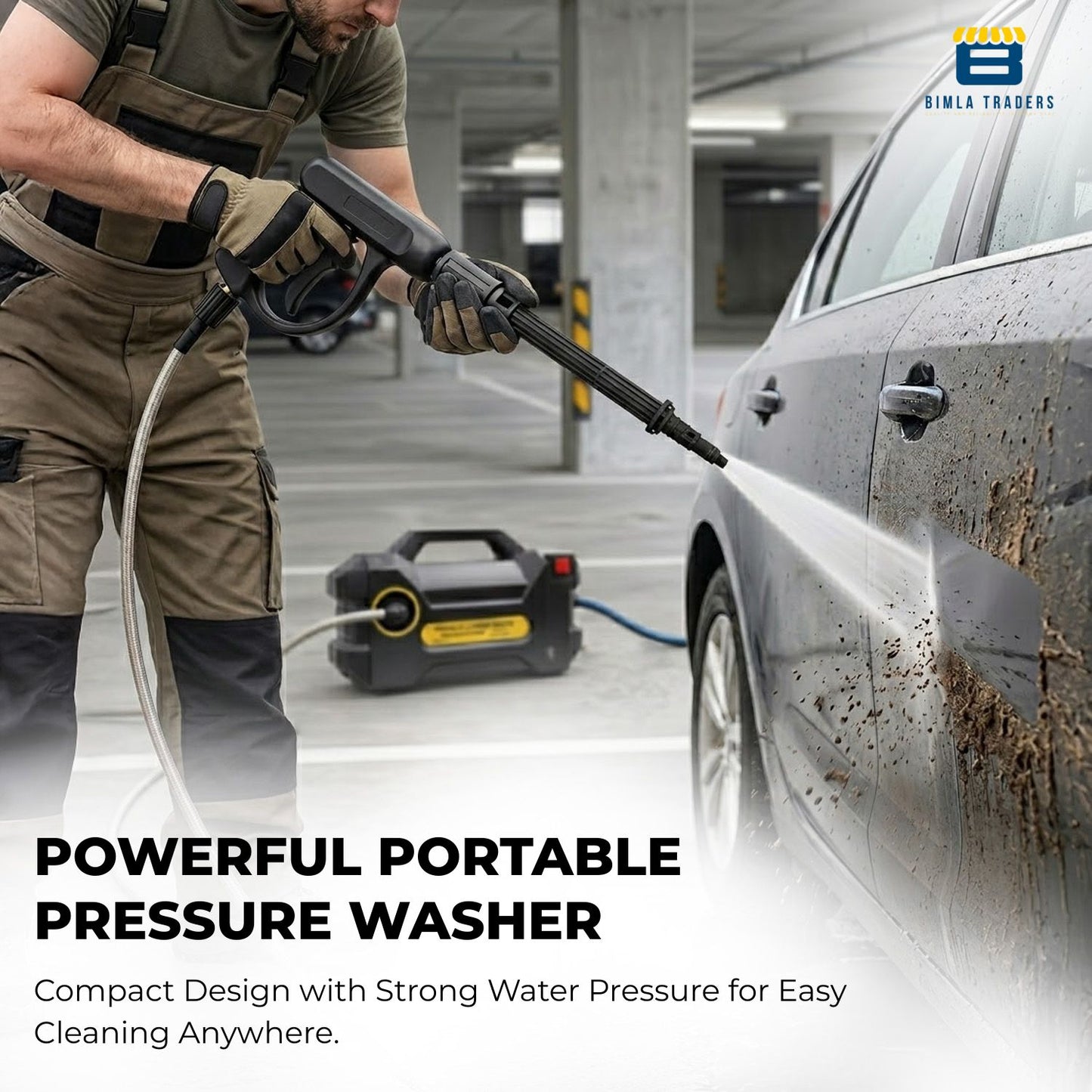 BTAG High Pressure Washer 1700 Watts – 110 Bar Power, Pressure Flow, Long Hose – Portable Water Jet Cleaner for Car, Bike, Home & Garden Cleaning. Pack of 1