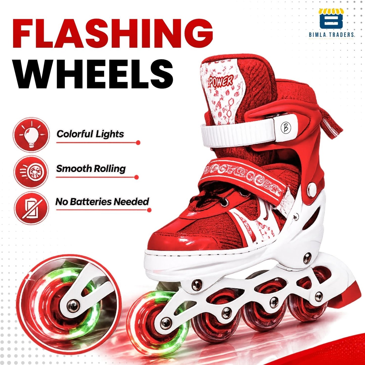 Btag Kids Inline Skates with 4 Wheels | Adjustable Roller Skate Shoes for Boys & Girls | Comfortable & Durable Skating Shoes | 1 Pair