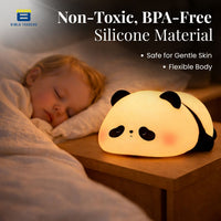 CRAE Cute Sleeping Panda Night Light, Silicone Color-Changing LED Touch Lamp, Nursery Nightlight, Toddler Baby Kids Decor (Sleeping Panda)