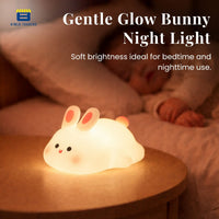 CRAE Kids Cute Little Bunny Night Light | Touch Silicone Animal Night Lamp | Ideal Gift for Boys, Girls, Toddlers, and Nursery (Bunny)
