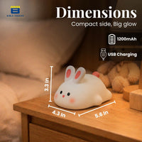 CRAE Kids Cute Little Bunny Night Light | Touch Silicone Animal Night Lamp | Ideal Gift for Boys, Girls, Toddlers, and Nursery (Bunny)