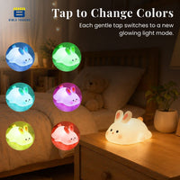 CRAE Kids Cute Little Bunny Night Light | Touch Silicone Animal Night Lamp | Ideal Gift for Boys, Girls, Toddlers, and Nursery (Bunny)
