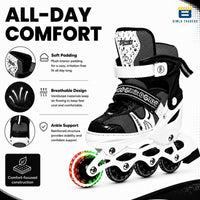 Btag Kids Inline Skates with 4 Wheels | Adjustable Roller Skate Shoes for Boys & Girls | Comfortable & Durable Skating Shoes | 1 Pair