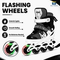 Btag Kids Inline Skates with 4 Wheels | Adjustable Roller Skate Shoes for Boys & Girls | Comfortable & Durable Skating Shoes | 1 Pair